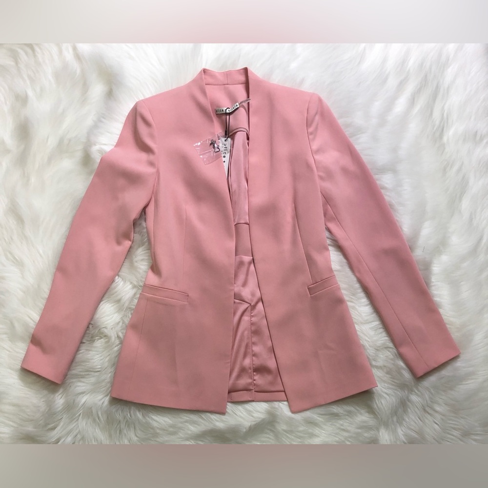NWT $395 Alice + Olivia Jerri Stand-collar Blazer In Pink - Picture 7 of 9